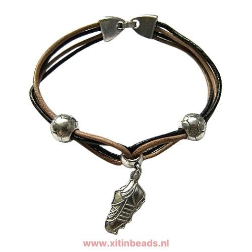 Leren voetbalarmband met kralen DIY tutorial