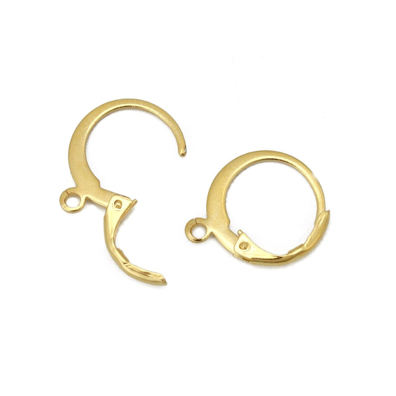 304 RVS Stainless Steel Creool Rond GOUD Klaphaakje (1 paar)