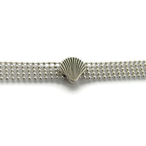 Ballchain armband met schuifkraal schelp