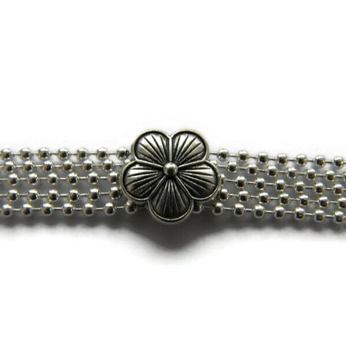 Ballchain armband met schuifkraal bloem