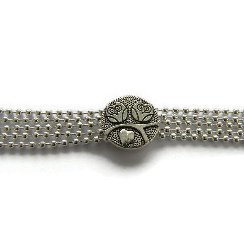 Ballchain armband met schuifkraal uiltjes