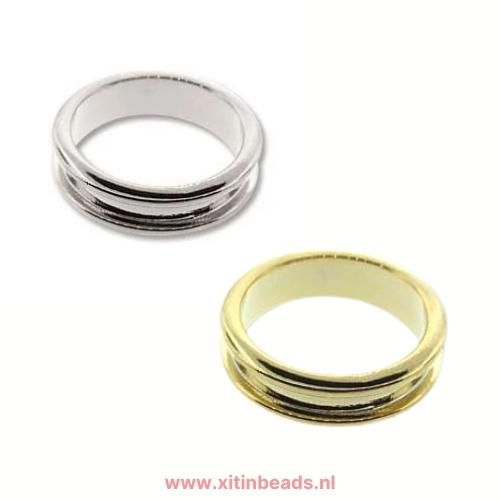 Channel ring voor uv resin epoxy giethars fimo klei kralen goud of zilver