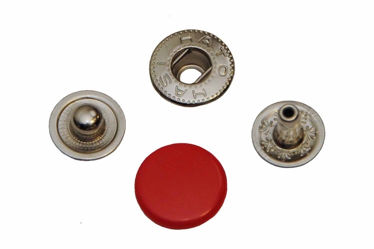 Leder drukknopen Rood 12mm dia (10 sets)