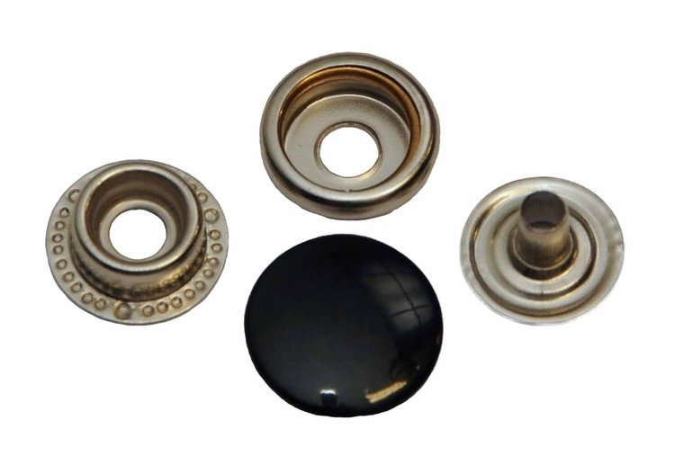 Leder drukknopen Zwart 15mm dia (10 sets)