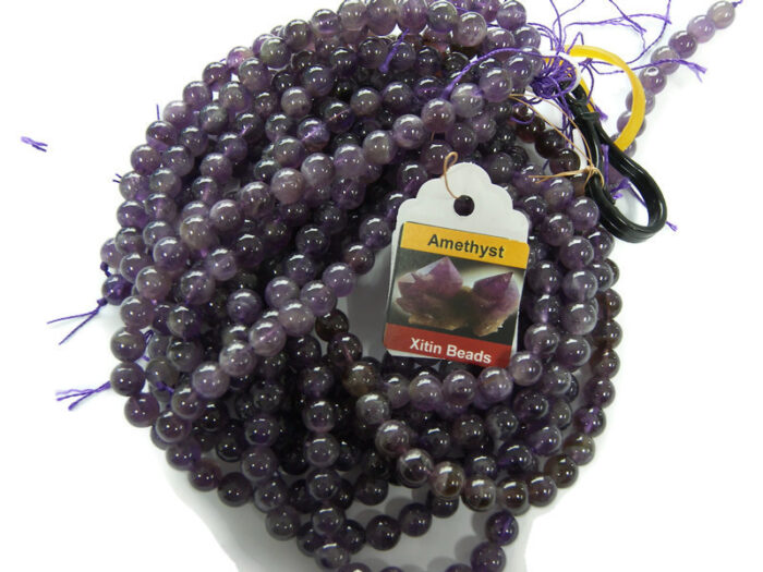 Natural Amethyst rond 8mm per streng