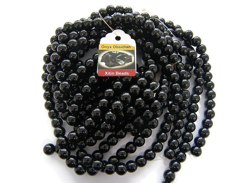 Natural Obsidiaan rond 6mm per streng
