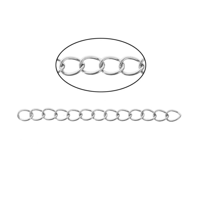 RVS Verlengketting silver tone (5st.)