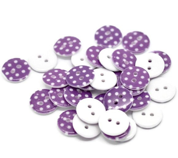 VOORDEEL VERPAKKING 50 stuks Knoop Resin  Paars Dots