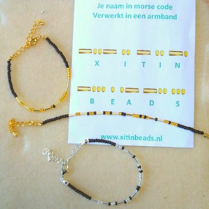 DIY pakket zelf sieraden maken set morsecode armbandjes met miyuki kralen