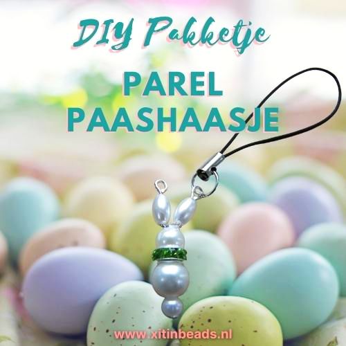 Parel Paashaasjes van glasparel kralen zelf sieraden maken DIY tutorial zelfmaak pakketje