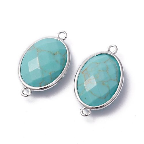 Connectoren Turquoise Ovaal Zilver met synthetische steen