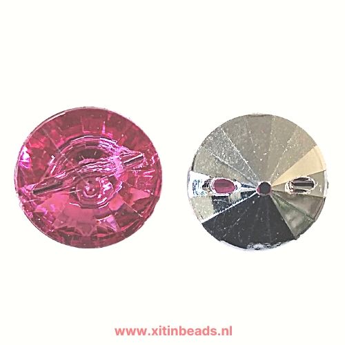 Knoop Facet Fuchsia Roze Acryl