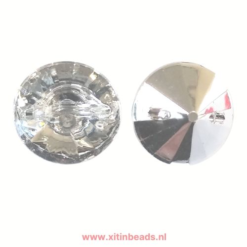 Knoop facet Zilver Wit Acryl