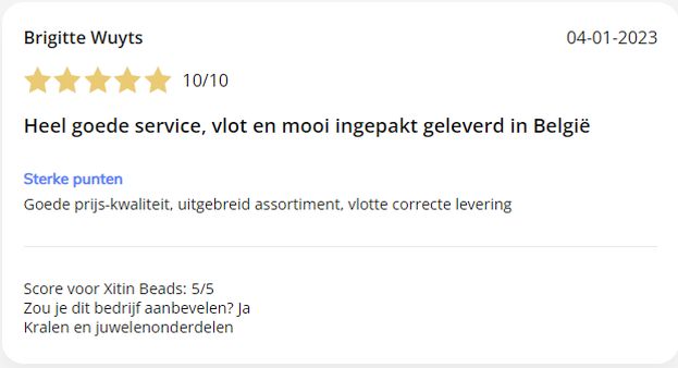 Testimonial over Xitin Beads Brigitte