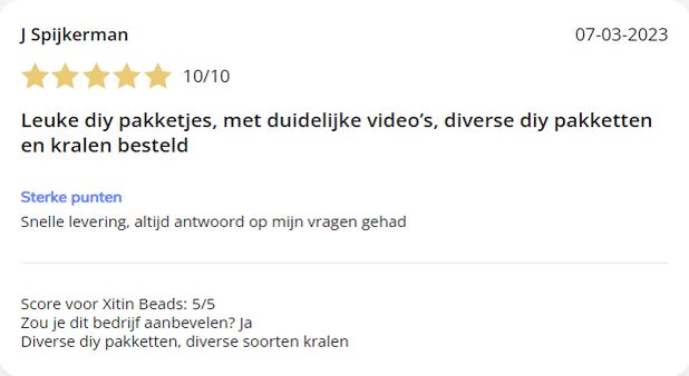 Testimonial over Xitin Beads J Spijkerman