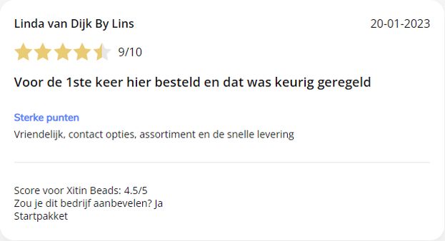 Testimonial over Xitin Beads Linda