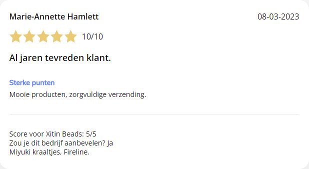 Marie-Annette Testimonial over Xitin Beads