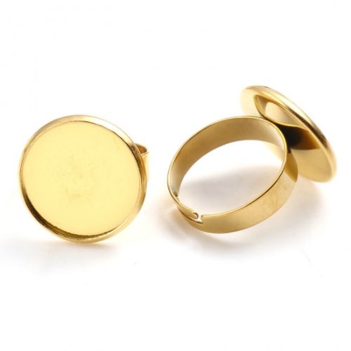 RVS ring voor 16mm cabochon goudkleur